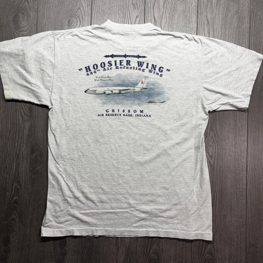 Vintage Sea Dog 434th Air Refueling Wing Hoosier Wing Grissom AFB Shirt XL Gray